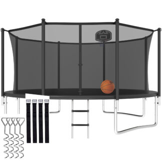 CITYLE Trampoline 12FT 14FT 15FT 16FT 1500LBS Trampoline for Adults Kids Trampolines with Basketball Hoop, Enclosure, Outdoor Heavy Duty Trampoline, Easy to Install & Last Long
