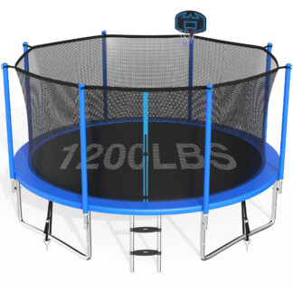 CITYLE Trampoline 12FT 14FT 15FT 16FT 1500LBS Trampoline for Adults Kids Trampolines with Basketball Hoop, Enclosure, Outdoor Heavy Duty Trampoline, Easy to Install & Last Long, 12FT Blue