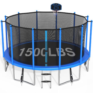 CITYLE Trampoline 15FT 1500LBS Trampoline for Adults and Kids Trampolines with Basketball Hoop, Enclosure, Ladder, Heavy Duty Outdoor Backyard Trampoline, Easy Assembly & Durable ASTM Approved, 15FT Blue