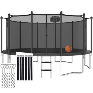 CITYLE Trampoline 15FT 1500LBS Trampoline for Adults and Kids Trampolines with Basketball Hoop, Enclosure, Ladder, Heavy Duty Outdoor Backyard Trampoline, Easy Assembly & Durable ASTM Approved, 15FT Black