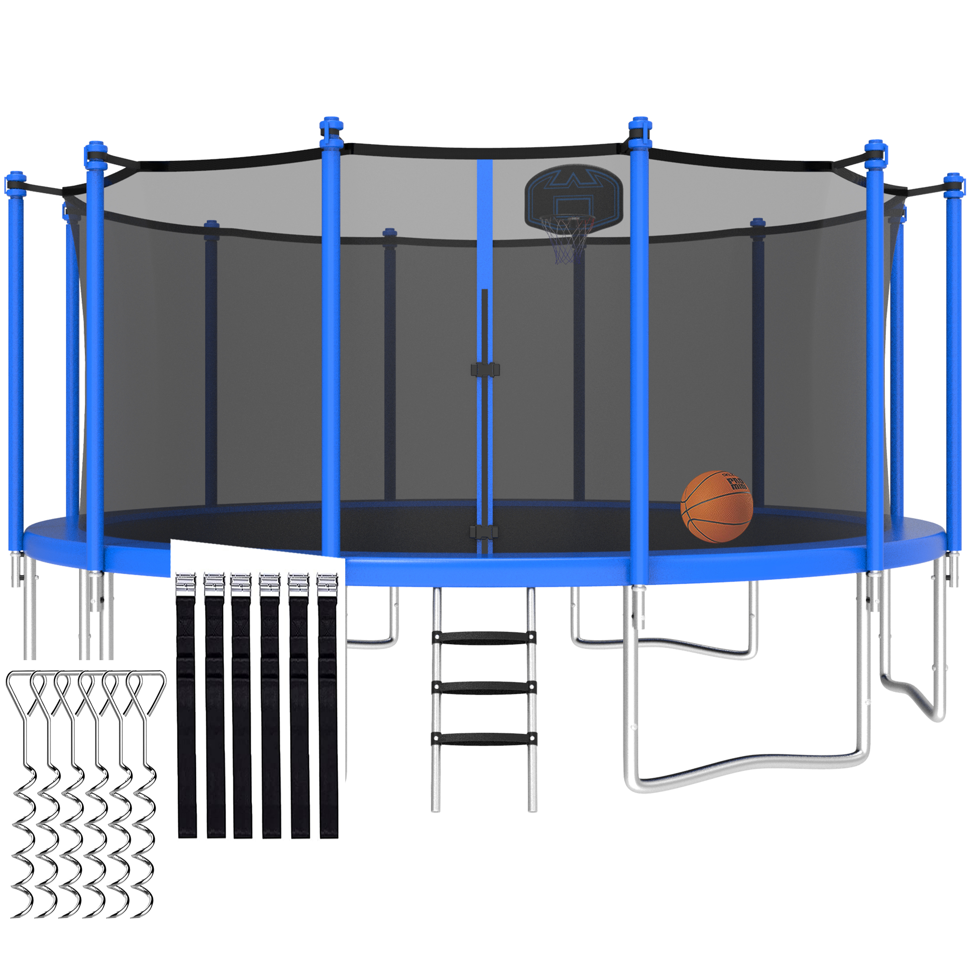 CITYLE Trampoline 16FT 1500LBS Trampoline for Adults and Kids Trampolines with Basketball Hoop, Enclosure, Ladder, Heavy Duty Outdoor Backyard Trampoline, Easy Assembly & Durable ASTM Approved, Blue