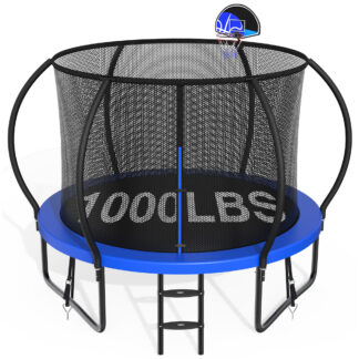 CITYLE Trampoline 8FT 10FT 1000LBS Trampoline for Adults Kids Trampolines with Basketball Hoop, Enclosure, Outdoor Heavy Duty Trampoline, Easy to Install & Last Long