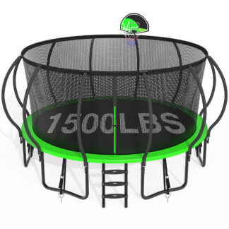 CITYLE 16FT Trampoline with Enclosure Net, Outdoor Trampoline for Kids and Adults, 1500LBS Trampoline with Basketball Hoop, Galvanized Steel Heavy Duty Trampolines with Wind Stakes, Xmas Gift