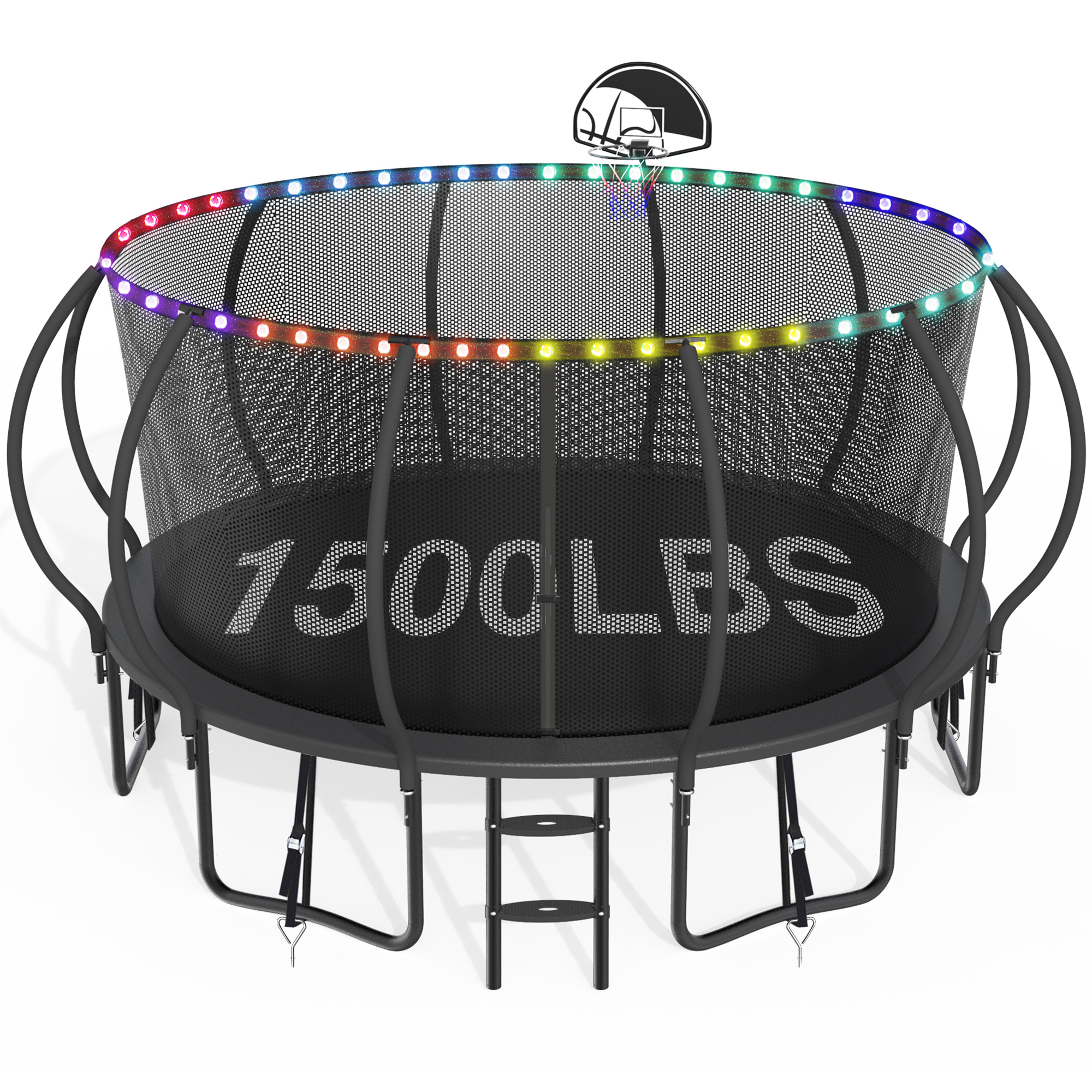 CITYLE Trampoline 1500LBS 12 14 15 16 FT Trampoline for Kids and Adults with Lights, 15FT Trampoline with Enclosure Net, Basketball Hoop, Wind Stakes, Heavy Duty Trampolines Outdoor