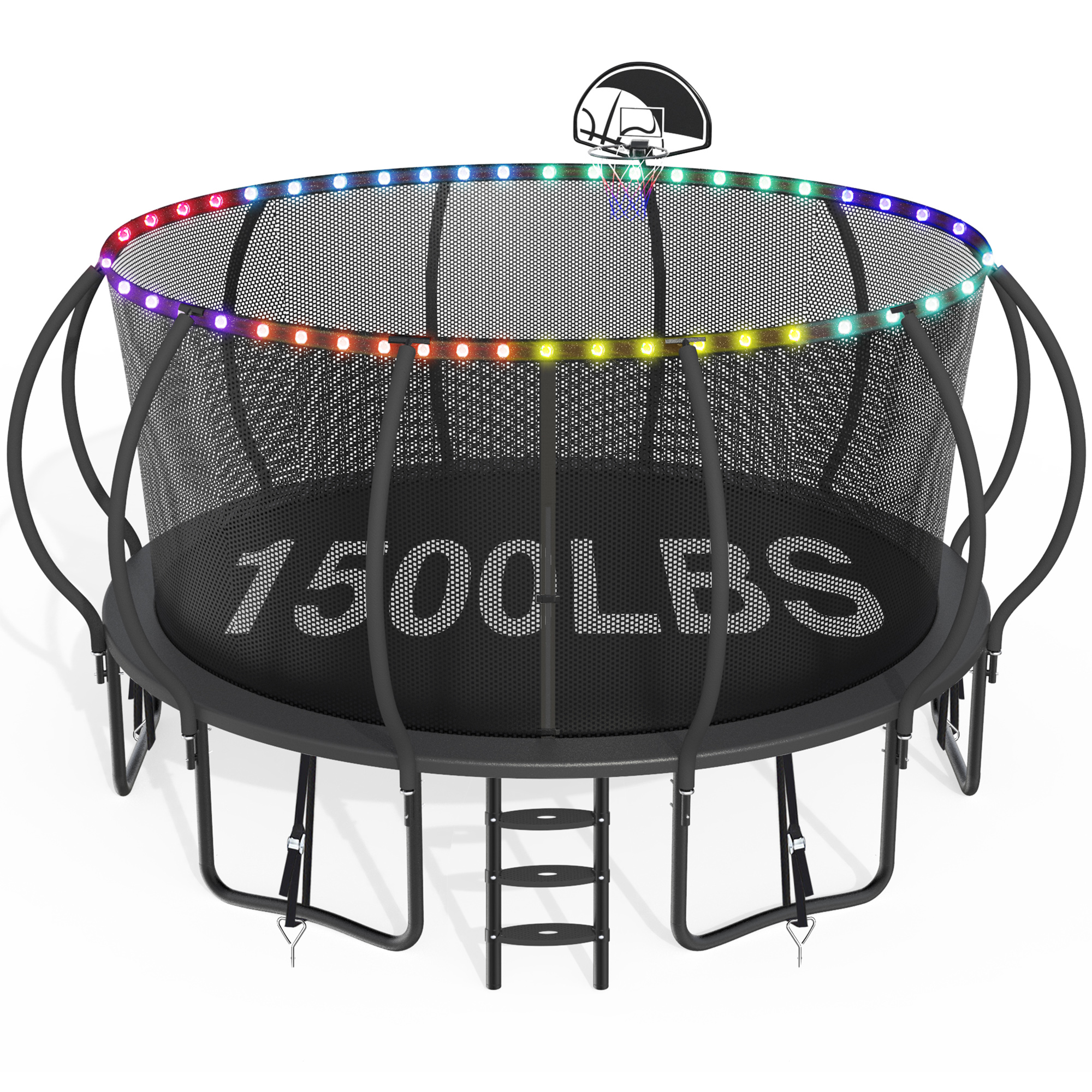 CITYLE Trampoline 1500LBS 12 14 15 16 FT Trampoline for Kids and Adults with Lights, 16FT Trampoline with Enclosure Net, Basketball Hoop, Wind Stakes, Heavy Duty Trampolines Outdoor