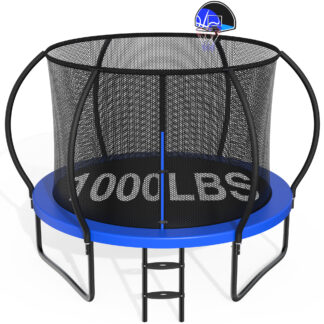 CITYLE Trampoline 8FT 10FT 1000LBS Trampoline for Adults Kids Trampolines with Basketball Hoop, Enclosure, Outdoor Heavy Duty Trampoline, Easy to Install & Last Long