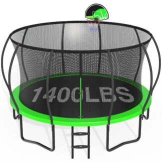 CITYLE 14FT Trampoline with Enclosure Net, Outdoor Trampoline for Kids and Adults, 1400LBS Trampoline with Basketball Hoop, Galvanized Steel Heavy Duty Trampolines with Wind Stakes, Xmas Gift