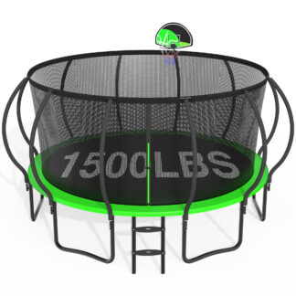 CITYLE Trampoline 1500LBS 12 14 15 16 FT Trampoline for Kids and Adults with Lights, 15FT Trampoline with Enclosure Net, Basketball Hoop, Wind Stakes, Heavy Duty Trampolines Outdoor