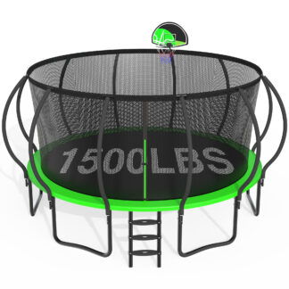 CITYLE 16FT Trampoline with Enclosure Net, Outdoor Trampoline for Kids and Adults, 1500LBS Trampoline with Basketball Hoop, Galvanized Steel Heavy Duty Trampolines with Wind Stakes, Xmas Gift