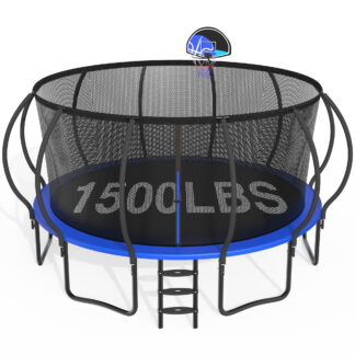CITYLE 16FT Trampoline with Enclosure Net, Outdoor Trampoline for Kids and Adults, 1500LBS Trampoline with Basketball Hoop, Galvanized Steel Heavy Duty Trampolines with Wind Stakes, Xmas Gift