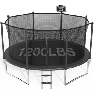 CITYLE Trampoline 12FT 14FT 15FT 16FT 1500LBS Trampoline for Adults Kids Trampolines with Basketball Hoop, Outdoor Heavy Duty Trampoline with Enclosure, Easy to Install & Last Long
