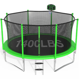 CITYLE Trampoline 14FT Trampoline for Adults and Kids, 1400LBS Outdoor Trampolines with Basketball Hoop and Enclosure Net, Heavy Duty Trampoline, Easy to Install & Last Long, Birthday Gift