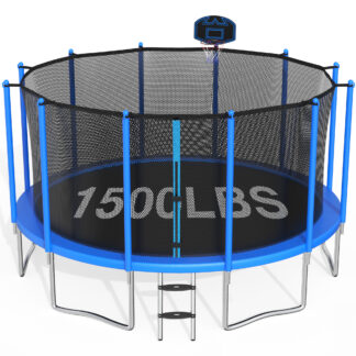 CITYLE Trampoline 15FT 1500LBS Trampoline for Adults and Kids Trampolines with Basketball Hoop, Enclosure, Ladder, Heavy Duty Outdoor Backyard Trampoline, Easy Assembly & Durable ASTM Approved, 15FT Blue