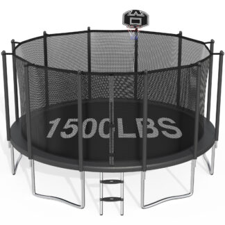 CITYLE Trampoline 15FT 1500LBS Outdoor Trampoline for Adults and Kids, 15FT Trampolines with Basketball Hoop and Enclosure Net, Heavy Duty Trampoline for Backyard, Easy to Install & Last Long