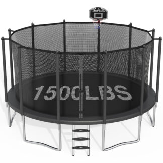 CITYLE Trampoline 16FT Trampoline for Adults and Kids, 1500LBS Outdoor Trampolines with Basketball Hoop and Enclosure Net, Heavy Duty Trampoline, Easy to Install & Last Long, Birthday Gift